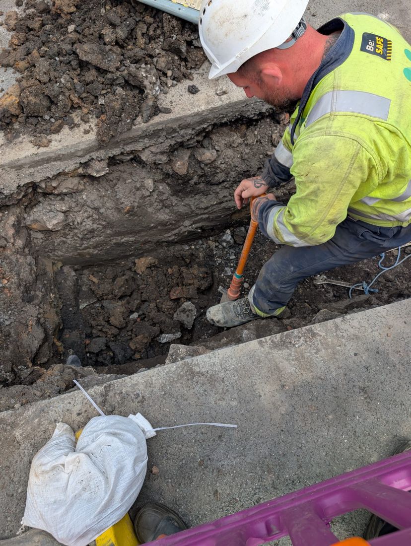 Utility excavation and exposed services