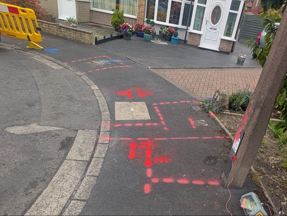 Underground services marked out before excavation